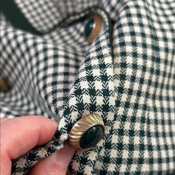 Vintage Green Cream Gingham Blazer Dress Double Breasted Size 10/12 Fall Office - Picture 10 of 12